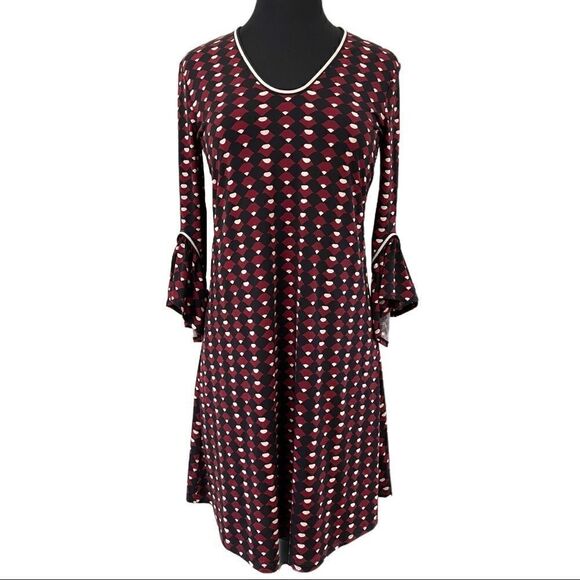 Lark & Ro Patterned V-Neck Dress Sz S - Picture 1 of 12